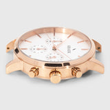 Rose gold round case women's watch - white dial - stopwatch - Kraek