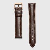 brown leather strap - for women's watches - rose gold buckle - 18 mm - kraek
