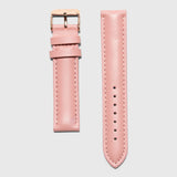 Pink leather strap - for women's watches - Rose gold buckle - 18 mm