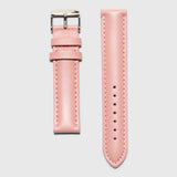 Pink leather strap - for women's watches - Silver buckle - 18 mm