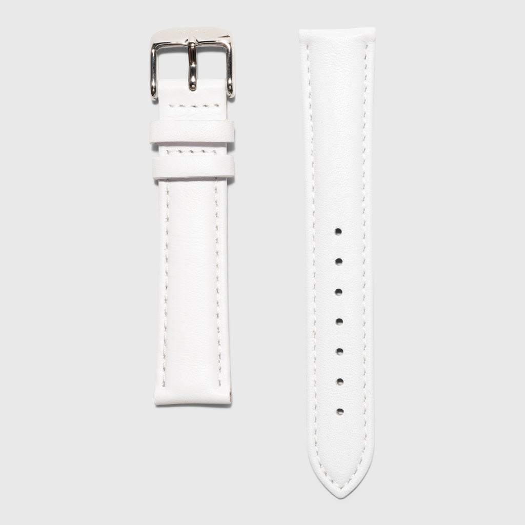 white leather strap - for women's watches - silver buckle - 18 mm - Kraek