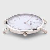 Silver round case women's watch - white dial - Svelte Kraek