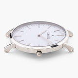 silver round case women's watch - white dial - Svelte Kraek
