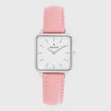 La Vie collection - size 16 mm watch strap - pink leather strap with silver buckle
