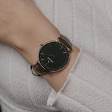 wrist photo - brown leather strap - 18 mm