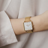 wrist photo - gold mesh strap - 16 mm - Svelte - white dial