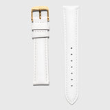 Gold women's strap - white leather strap - convertible - Kraek - Amsterdam watch company -  for al 16 mm strap watches