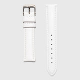white leather strap - for women's watches - silver buckle - 16 mm - Kraek