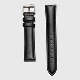 black leather strap - for women's watches - silver buckle - 18 mm - Kraek