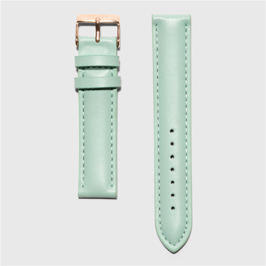 Green leather strap - for women's watches - rose gold buckle - 18 mm - Kraek