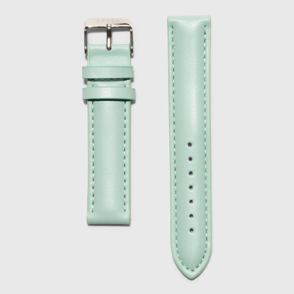 Green leather strap - for women's watches - silver buckle - 16 mm - Kraek